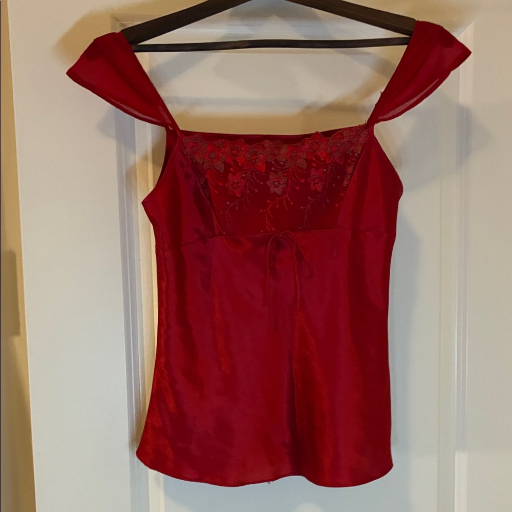 Elegant Red Lace Women's Top
